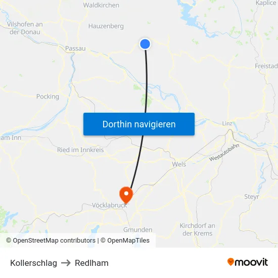 Kollerschlag to Redlham map