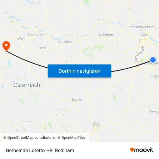 Gemeinde Loretto to Redlham map