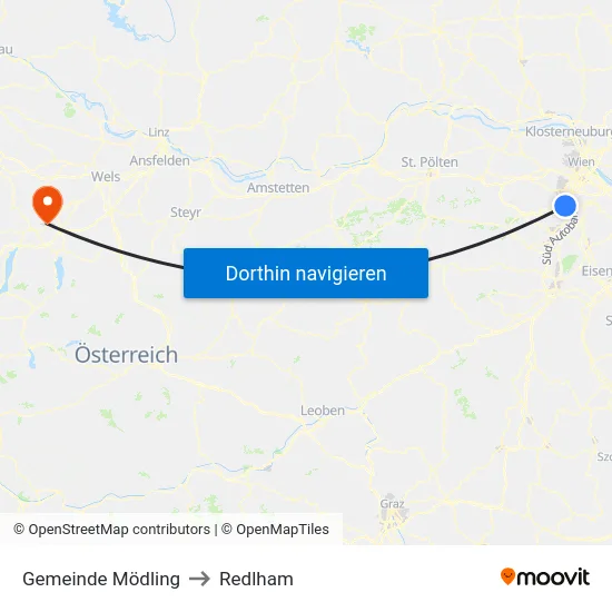 Gemeinde Mödling to Redlham map