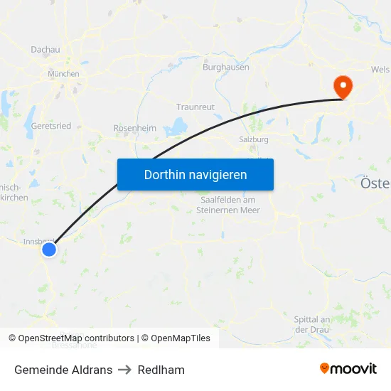 Gemeinde Aldrans to Redlham map