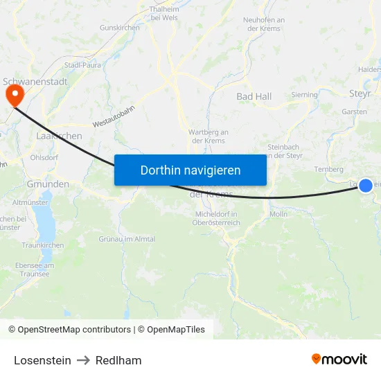 Losenstein to Redlham map