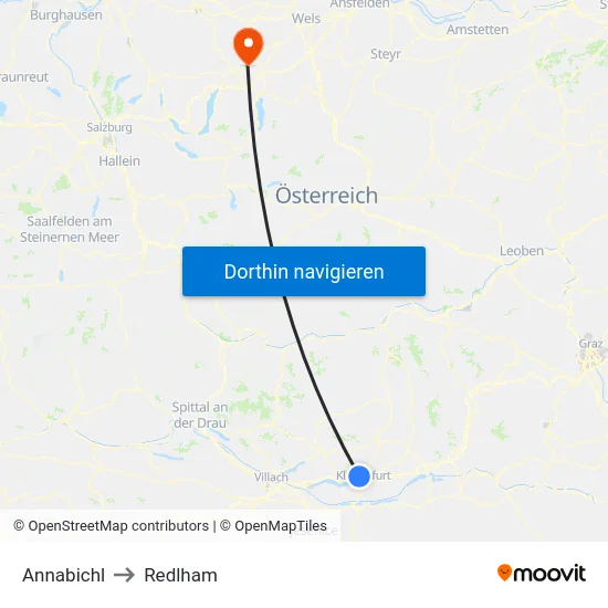 Annabichl to Redlham map