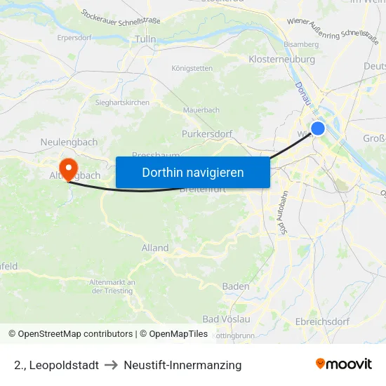 2., Leopoldstadt to Neustift-Innermanzing map