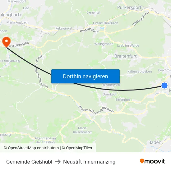Gemeinde Gießhübl to Neustift-Innermanzing map