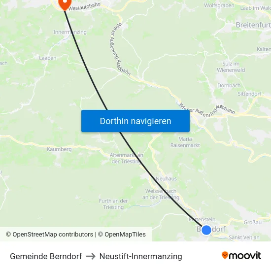 Gemeinde Berndorf to Neustift-Innermanzing map