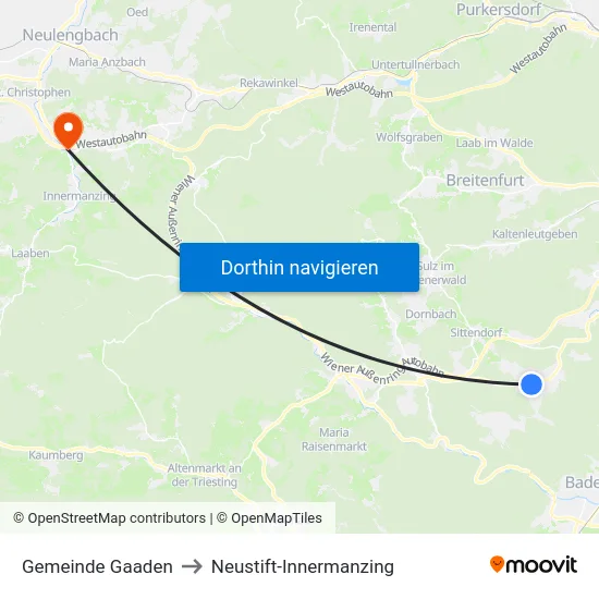 Gemeinde Gaaden to Neustift-Innermanzing map