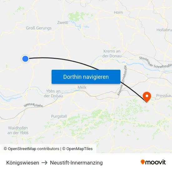 Königswiesen to Neustift-Innermanzing map