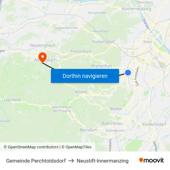 Gemeinde Perchtoldsdorf to Neustift-Innermanzing map