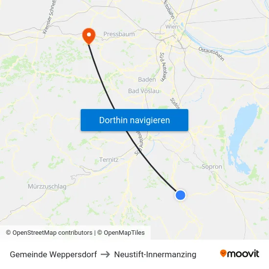 Gemeinde Weppersdorf to Neustift-Innermanzing map
