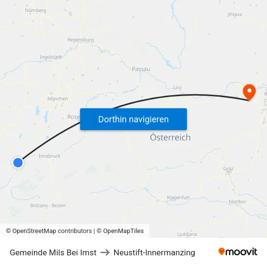 Gemeinde Mils Bei Imst to Neustift-Innermanzing map