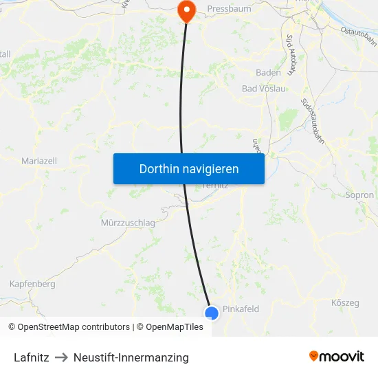 Lafnitz to Neustift-Innermanzing map