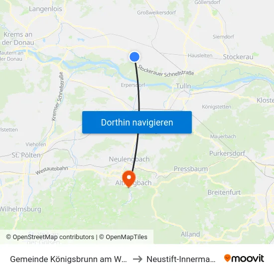 Gemeinde Königsbrunn am Wagram to Neustift-Innermanzing map