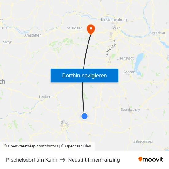 Pischelsdorf am Kulm to Neustift-Innermanzing map
