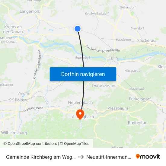 Gemeinde Kirchberg am Wagram to Neustift-Innermanzing map