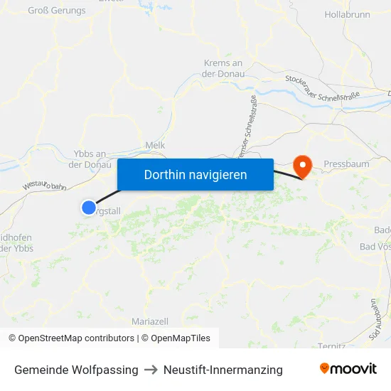 Gemeinde Wolfpassing to Neustift-Innermanzing map