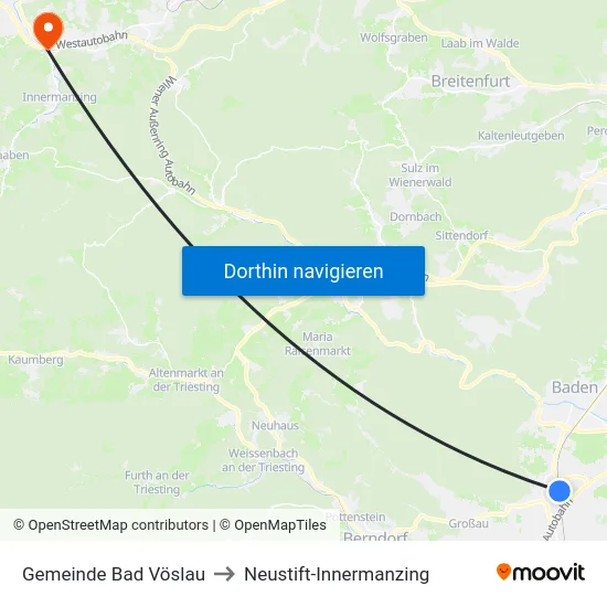 Gemeinde Bad Vöslau to Neustift-Innermanzing map