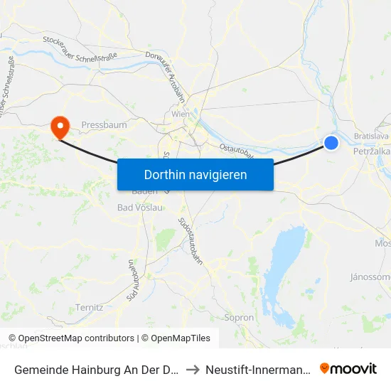 Gemeinde Hainburg An Der Donau to Neustift-Innermanzing map