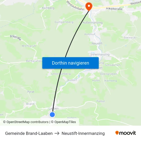 Gemeinde Brand-Laaben to Neustift-Innermanzing map