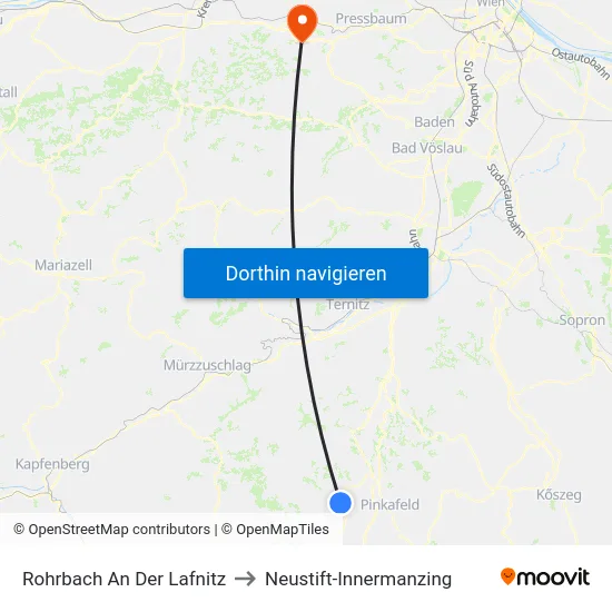 Rohrbach An Der Lafnitz to Neustift-Innermanzing map