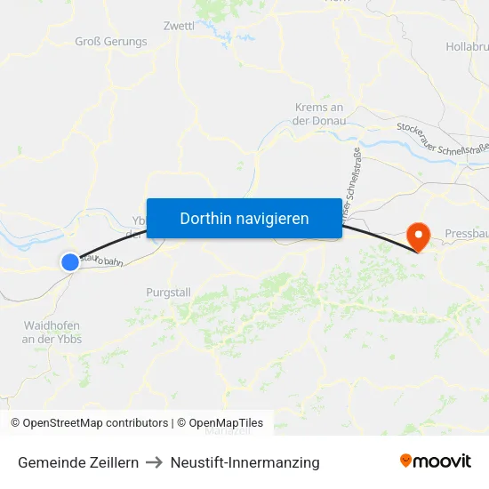 Gemeinde Zeillern to Neustift-Innermanzing map