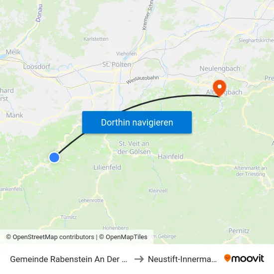 Gemeinde Rabenstein An Der Pielach to Neustift-Innermanzing map