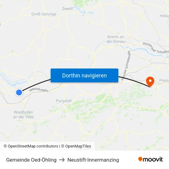 Gemeinde Oed-Öhling to Neustift-Innermanzing map
