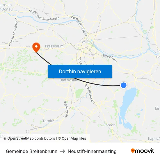 Gemeinde Breitenbrunn to Neustift-Innermanzing map