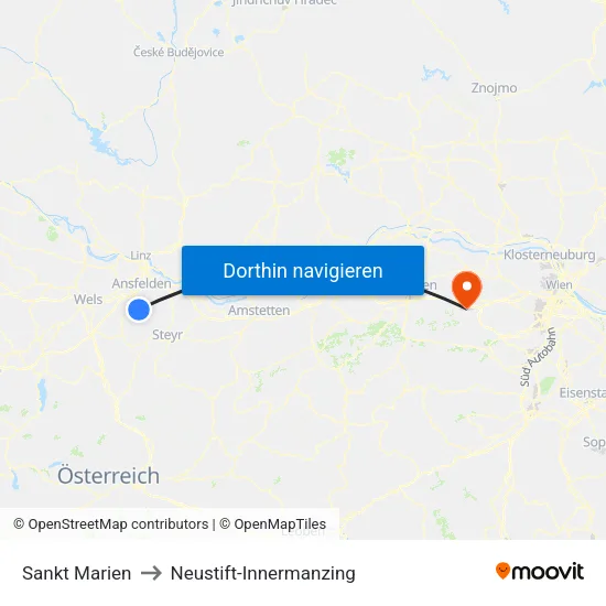 Sankt Marien to Neustift-Innermanzing map