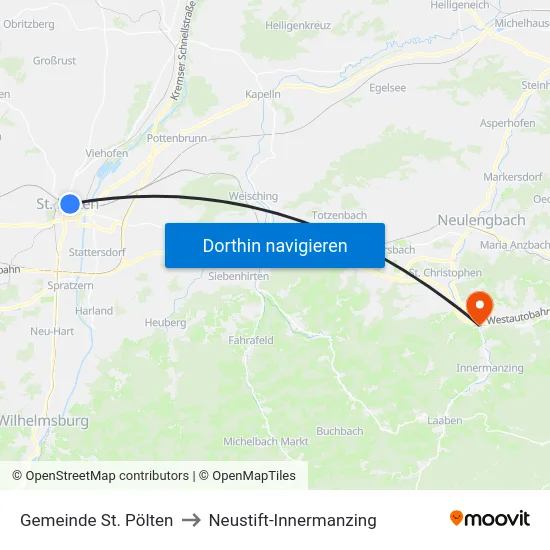 Gemeinde St. Pölten to Neustift-Innermanzing map