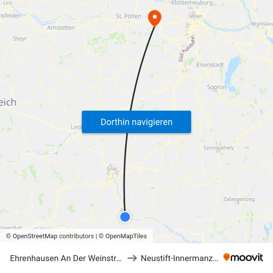 Ehrenhausen An Der Weinstraße to Neustift-Innermanzing map