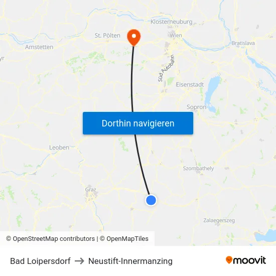 Bad Loipersdorf to Neustift-Innermanzing map