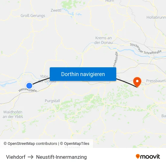 Viehdorf to Neustift-Innermanzing map
