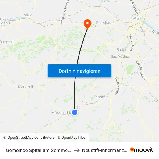 Gemeinde Spital am Semmering to Neustift-Innermanzing map