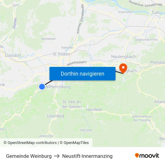 Gemeinde Weinburg to Neustift-Innermanzing map