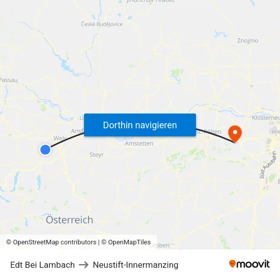 Edt Bei Lambach to Neustift-Innermanzing map