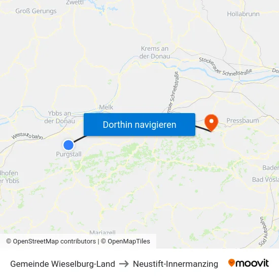 Gemeinde Wieselburg-Land to Neustift-Innermanzing map