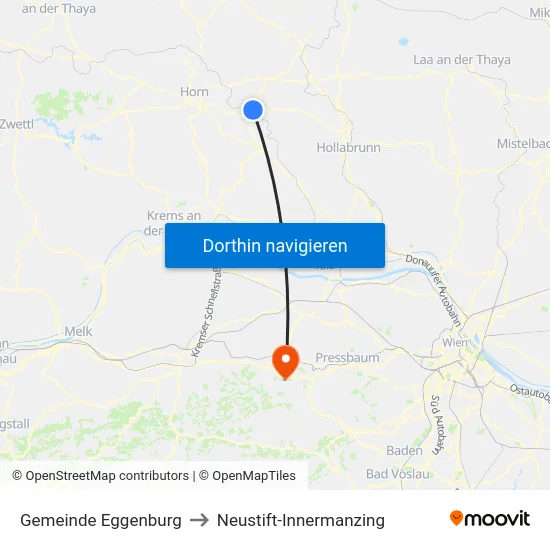 Gemeinde Eggenburg to Neustift-Innermanzing map
