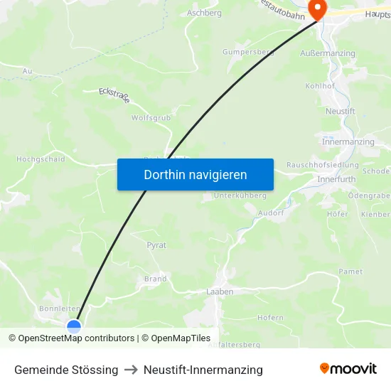 Gemeinde Stössing to Neustift-Innermanzing map