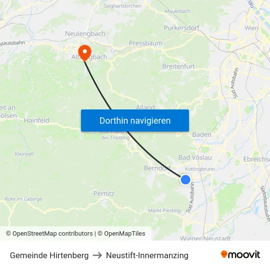 Gemeinde Hirtenberg to Neustift-Innermanzing map