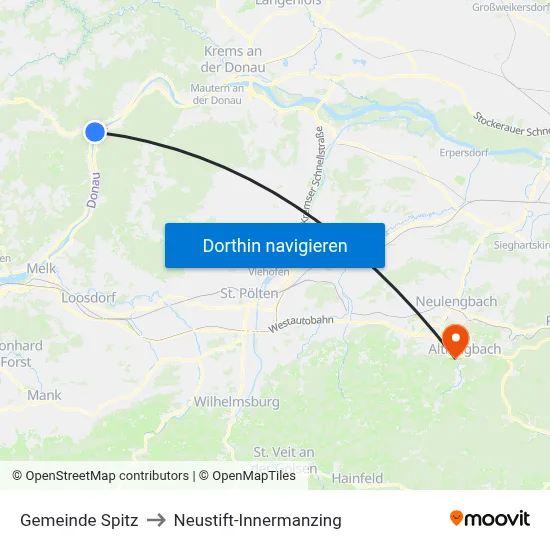 Gemeinde Spitz to Neustift-Innermanzing map