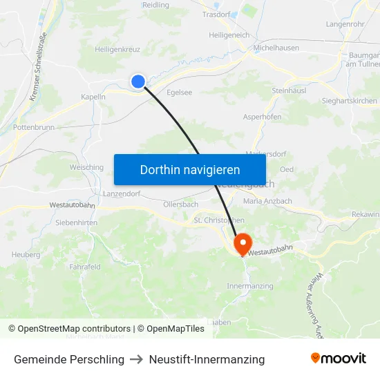 Gemeinde Perschling to Neustift-Innermanzing map