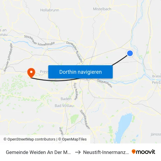 Gemeinde Weiden An Der March to Neustift-Innermanzing map