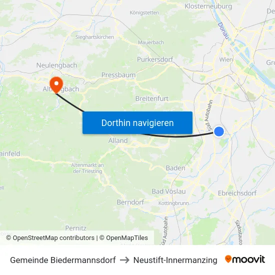 Gemeinde Biedermannsdorf to Neustift-Innermanzing map