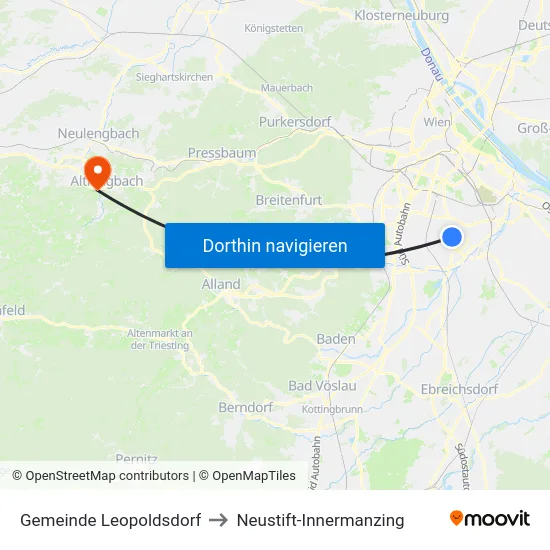 Gemeinde Leopoldsdorf to Neustift-Innermanzing map