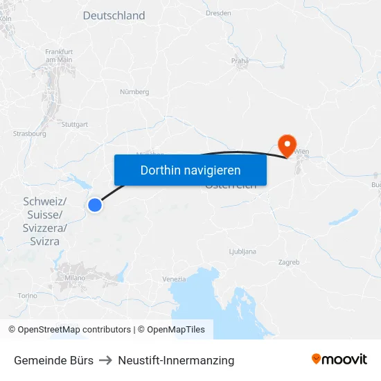 Gemeinde Bürs to Neustift-Innermanzing map