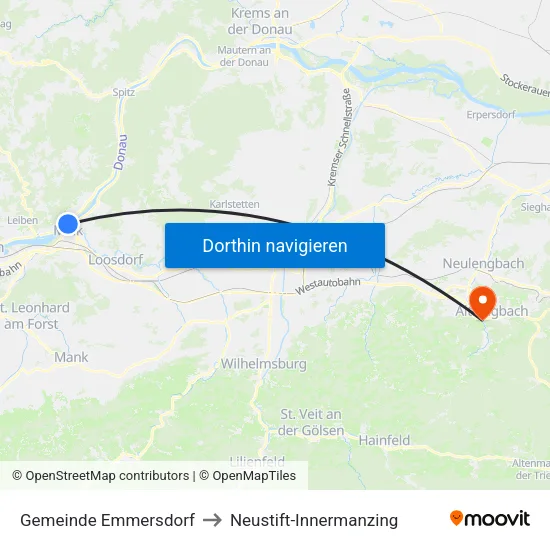 Gemeinde Emmersdorf to Neustift-Innermanzing map