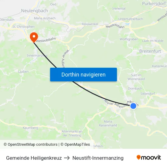 Gemeinde Heiligenkreuz to Neustift-Innermanzing map