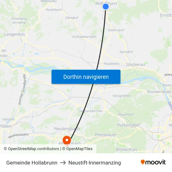 Gemeinde Hollabrunn to Neustift-Innermanzing map