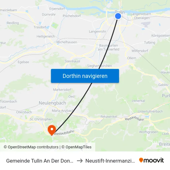 Gemeinde Tulln An Der Donau to Neustift-Innermanzing map