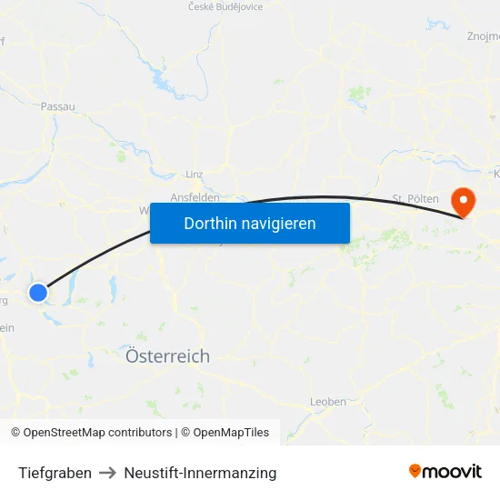 Tiefgraben to Neustift-Innermanzing map